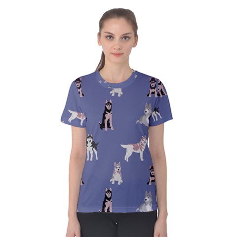 Husky Dogs With Sparkles Women s Cotton Tee by SychEva