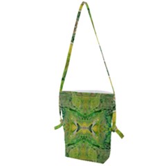 Green Repeats Folding Shoulder Bag by kaleidomarblingart