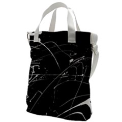 Abstract White Paint Streaks On Black Canvas Messenger Bag by VernenInk