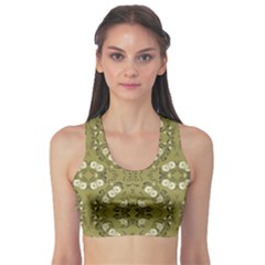 Folk Flowers Print Floral Pattern Ethnic Art Sports Bra by Eskimos