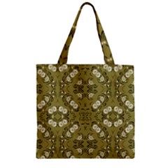 Folk Flowers Print Floral Pattern Ethnic Art Zipper Grocery Tote Bag by Eskimos