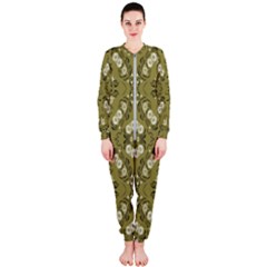 Folk Flowers Print Floral Pattern Ethnic Art Onepiece Jumpsuit (ladies)  by Eskimos