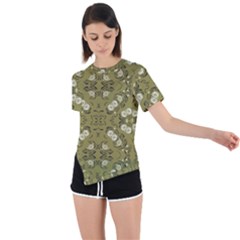 Folk Flowers Print Floral Pattern Ethnic Art Asymmetrical Short Sleeve Sports Tee by Eskimos