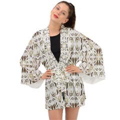 Folk flowers print Floral pattern Ethnic art Long Sleeve Kimono