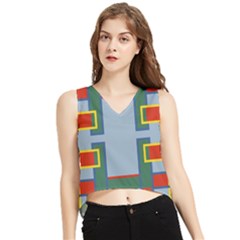 Abstract Pattern Geometric Backgrounds   V-neck Cropped Tank Top by Eskimos