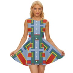 Abstract Pattern Geometric Backgrounds   Sleeveless Button Up Dress