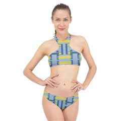 Abstract Pattern Geometric Backgrounds   High Neck Bikini Set by Eskimos