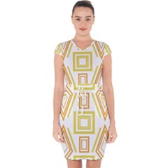 Abstract Pattern Geometric Backgrounds   Capsleeve Drawstring Dress 
