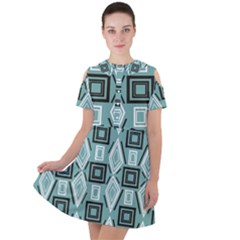 Abstract Geometric Design   Geometric Fantasy   Short Sleeve Shoulder Cut Out Dress  by Eskimos