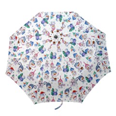 Cute Snowmen Celebrate New Year Folding Umbrellas by SychEva