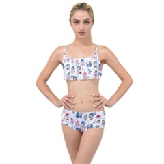 Cute Snowmen Celebrate New Year Layered Top Bikini Set by SychEva