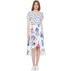 Cute Snowmen Celebrate New Year High Low Boho Dress by SychEva