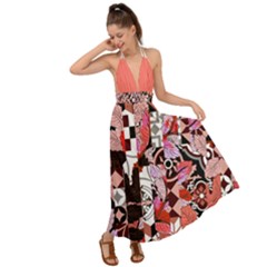 Flower Black Backless Maxi Beach Dress