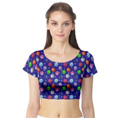 Christmas Balls Short Sleeve Crop Top