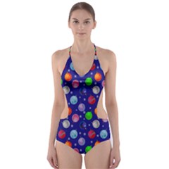 Christmas Balls Cut-out One Piece Swimsuit by SychEva