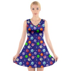 Christmas Balls V-Neck Sleeveless Dress