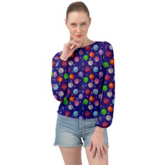 Christmas Balls Banded Bottom Chiffon Top by SychEva