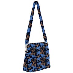 Blue Tigers Zipper Messenger Bag by SychEva