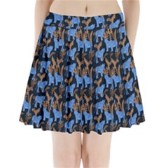 Blue Tigers Pleated Mini Skirt by SychEva