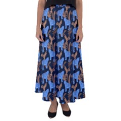Blue Tigers Flared Maxi Skirt by SychEva