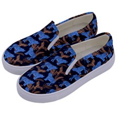 Blue Tigers Kids  Canvas Slip Ons by SychEva