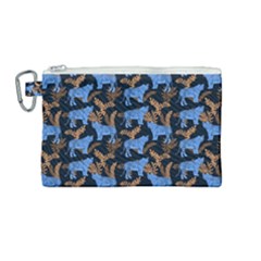 Blue Tigers Canvas Cosmetic Bag (medium) by SychEva