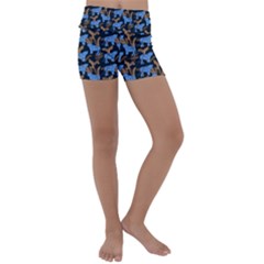 Blue Tigers Kids  Lightweight Velour Yoga Shorts by SychEva