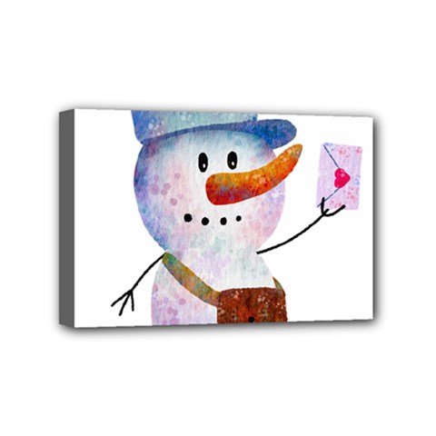 Snowman Mini Canvas 6  X 4  (stretched) by SychEva