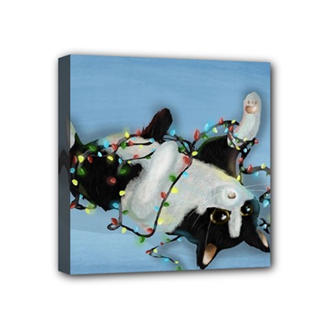Christmas Cat Mini Canvas 4  X 4  (stretched)