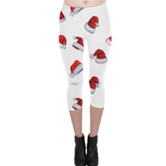 Red Christmas Hats Capri Leggings  by SychEva