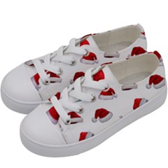 Red Christmas Hats Kids  Low Top Canvas Sneakers by SychEva