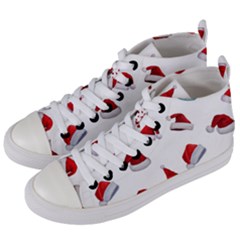 Red Christmas Hats Women s Mid-top Canvas Sneakers by SychEva
