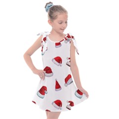 Red Christmas Hats Kids  Tie Up Tunic Dress by SychEva