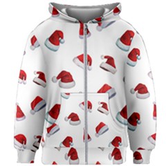 Red Christmas Hats Kids  Zipper Hoodie Without Drawstring by SychEva