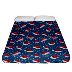 Blue Christmas Hats Fitted Sheet (california King Size) by SychEva
