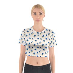 Blue Christmas Hats Cotton Crop Top by SychEva