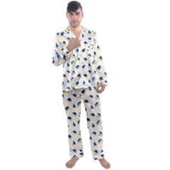 Blue Christmas Hats Men s Long Sleeve Satin Pajamas Set by SychEva