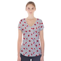 Santa Hat Short Sleeve Front Detail Top by SychEva