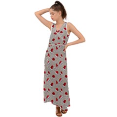 Santa Hat V-Neck Chiffon Maxi Dress