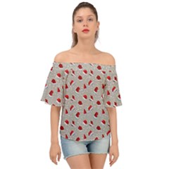 Santa Hat Off Shoulder Short Sleeve Top by SychEva