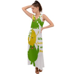 Lemon Over Pear V-neck Chiffon Maxi Dress