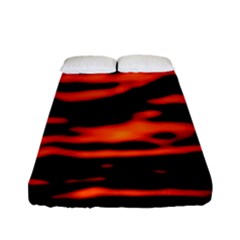 Red  Waves Abstract Series No12 Fitted Sheet (full/ Double Size) by DimitriosArt