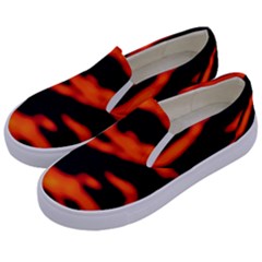 Red  Waves Abstract Series No12 Kids  Canvas Slip Ons by DimitriosArt