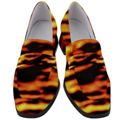 Red  Waves Abstract Series No13 Women s Chunky Heel Loafers by DimitriosArt