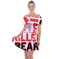 Killer Bear Off Shoulder Velour Dress by LemonPear