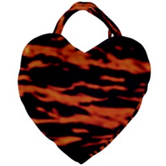 Red  Waves Abstract Series No9 Giant Heart Shaped Tote by DimitriosArt