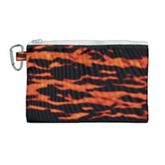 Red  Waves Abstract Series No9 Canvas Cosmetic Bag (large) by DimitriosArt