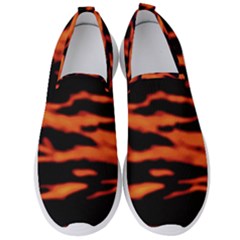 Red  Waves Abstract Series No9 Men s Slip On Sneakers by DimitriosArt