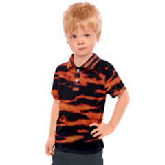 Red  Waves Abstract Series No9 Kids  Polo Tee