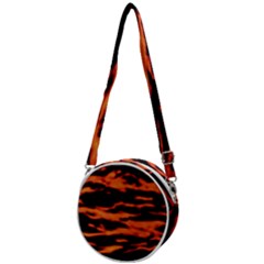 Red  Waves Abstract Series No9 Crossbody Circle Bag by DimitriosArt